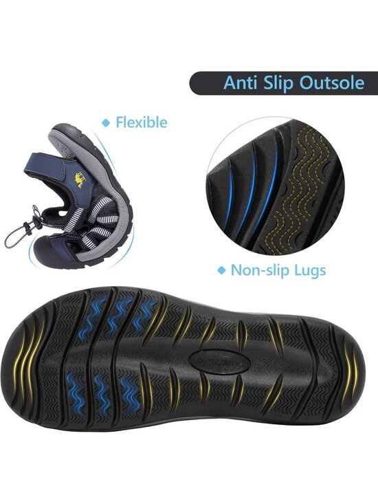 Men\'s Blue Closed Toe Outdoor Beach Hiking Rubber Waterproof Sport Sandals main image 6